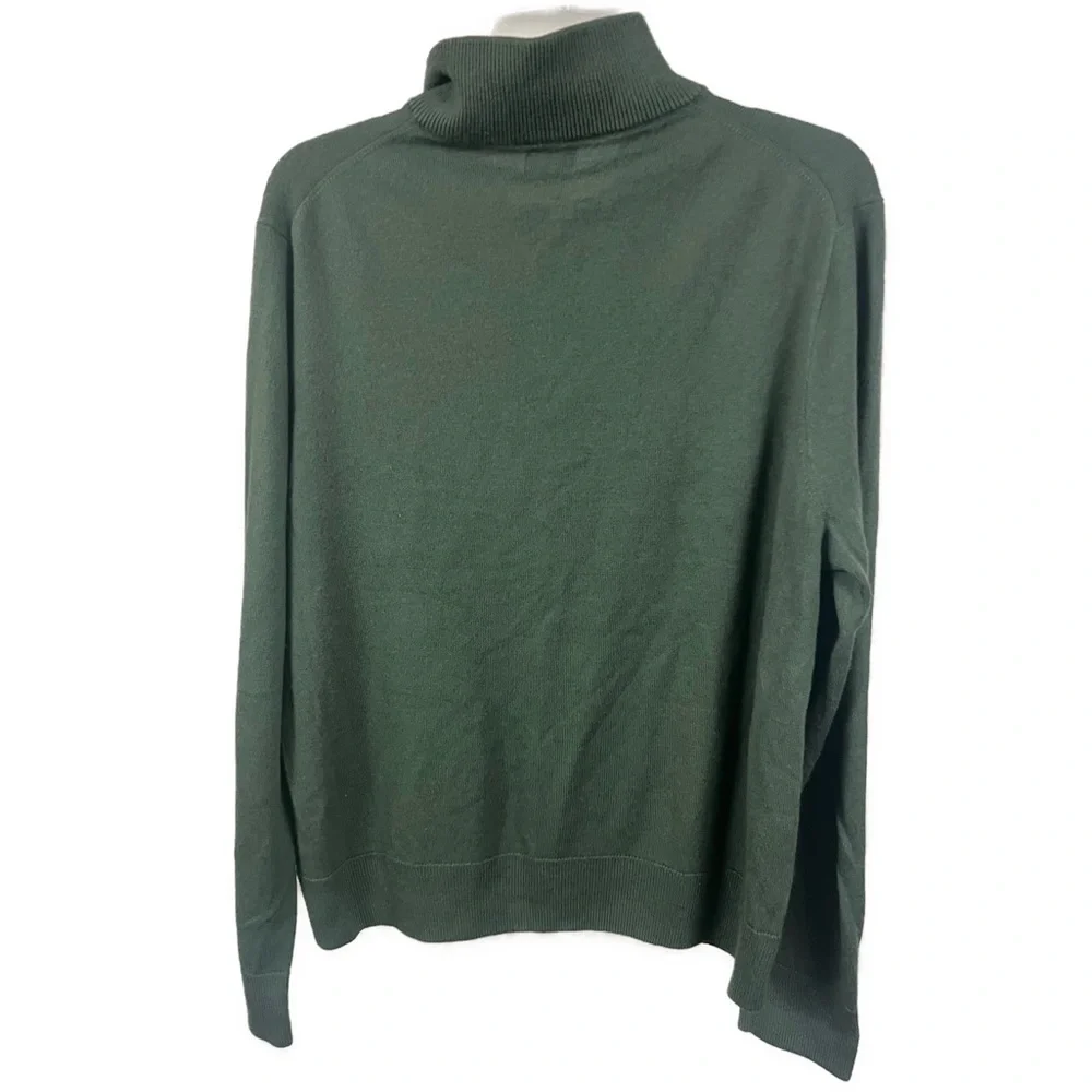 J. Crew Men's Merino Wool Blend Green Quarter Zip‎ Pullover Sweater- Size XL